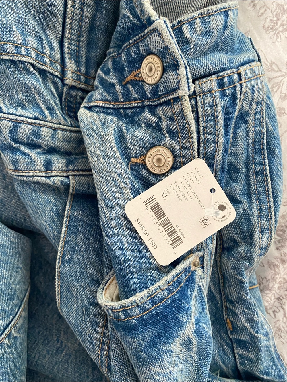 Free People Light Blue Wide-Leg Denim Overalls - Picture 6 of 6